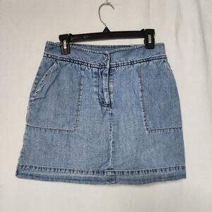 SZ 6 Cherokee Vintage Denim Jean Blue 90's Skort Skirt Cotton RN 177730 Mom Core